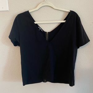 Charlotte Russe black vneck with zipper -size 1x